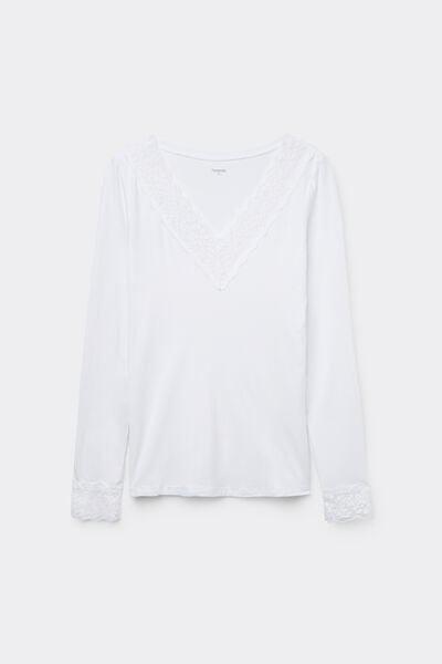 White V-Neck Shirt, White, large image number 4