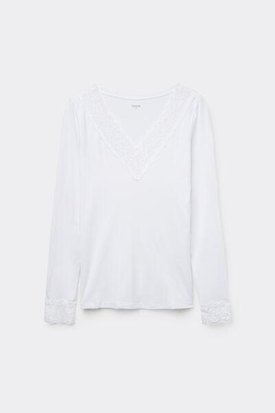 White V-Neck Shirt, White, large image number 4