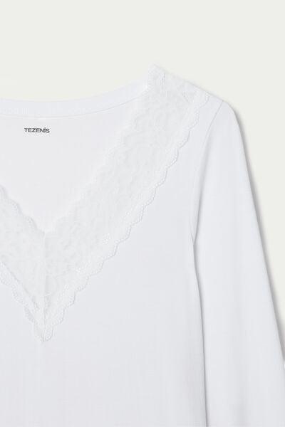 White V-Neck Shirt, White, large image number 6