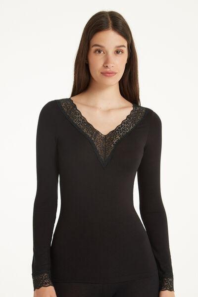 Black V-Neck Shirt, , large image number 0