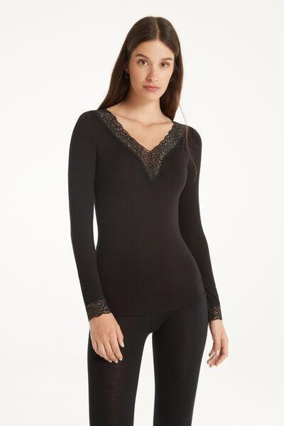 Black V-Neck Shirt, , large image number 1