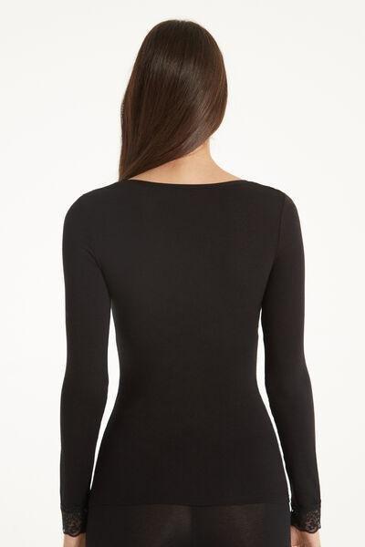 Black V-Neck Shirt, , large image number 2