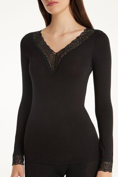 Black V-Neck Shirt, , large image number 3
