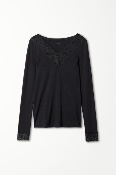 Black V-Neck Shirt, , large image number 4