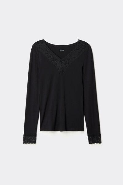 Black V-Neck Shirt, Black, large image number 4