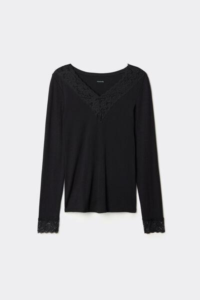 Black V-Neck Shirt, Black, large image number 4