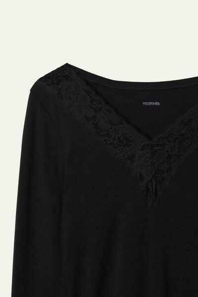 Black V-Neck Shirt, Black, large image number 6