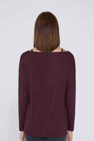 Maroon Boat Neck Long-Sleeved Viscose Shirt, 5701_065Y, large image number 5