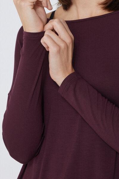 Maroon Boat Neck Long-Sleeved Viscose Shirt, 5701_065Y, large image number 7