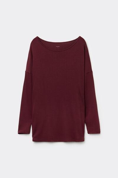 Maroon Boat Neck Long-Sleeved Viscose Shirt, 5701_065Y, large image number 8