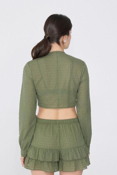 Green Long-Sleeved Cropped Top, , large image number 2