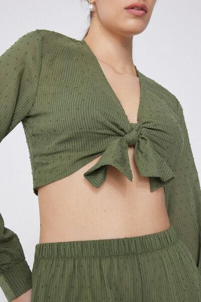 Green Long-Sleeved Cropped Top, , large image number 3