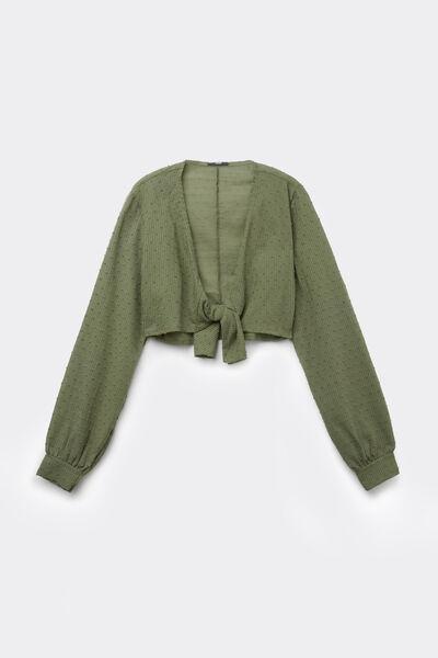 Green Long-Sleeved Cropped Top, , large image number 4