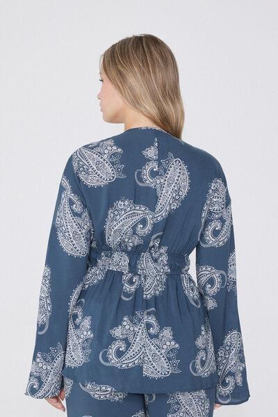 Blue Long-Sleeved Oversized Top, , large image number 2