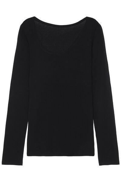 Black Long-Sleeve Scoop-Neck Top, Black, large image number 7