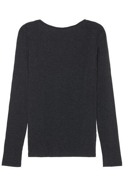 Grey Long-Sleeve Scoop-Neck Viscose Top, Dark Grey Blend, large image number 5