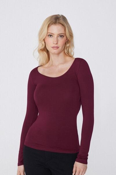 Burgundy Scoop Neck Top, , large image number 0
