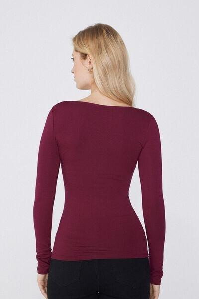 Burgundy Scoop Neck Top, , large image number 2
