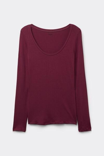Burgundy Scoop Neck Top, , large image number 4