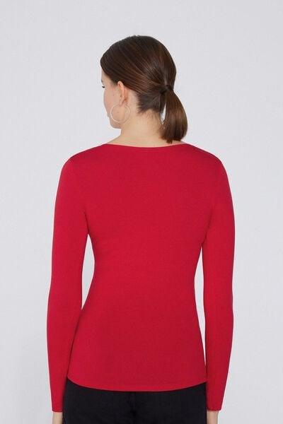 Red Long-Sleeve Scoop-Neck Top, 5701_873V, medium