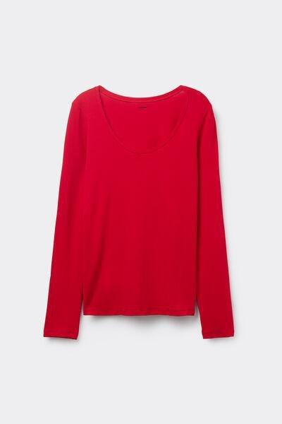 Red Long-Sleeve Scoop-Neck Top, 5701_873V, large image number 4