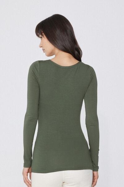 Green Long-Sleeved Scoop Neck Top, , large image number 2
