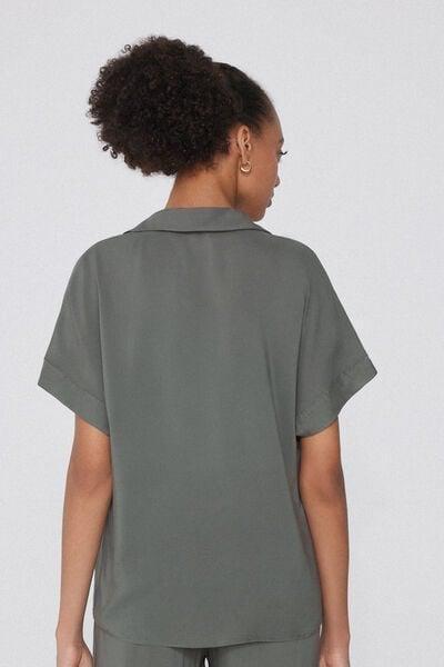 Green Short-Sleeved Viscose Shirt, 5701_732Y, large image number 2