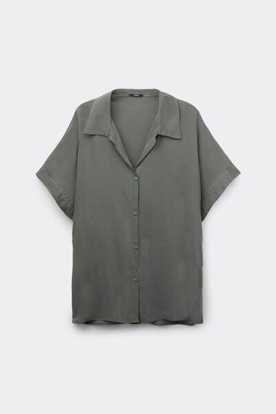 Green Short-Sleeved Viscose Shirt, 5701_732Y, large image number 4