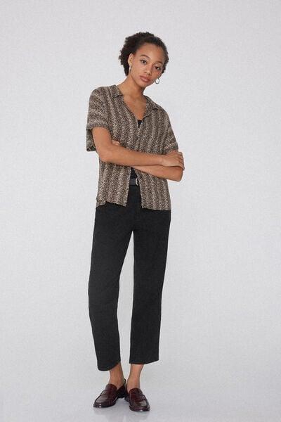 Black Printed Short-Sleeved Viscose Shirt, 5701_762Y, large image number 0