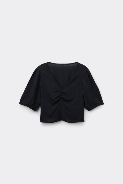 Black Short Sleeve Crop Top, , large image number 4