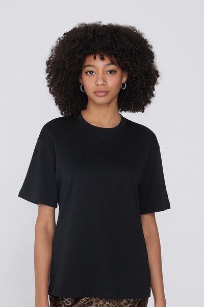 Black Round Neckline T-Shirt, , large image number 0