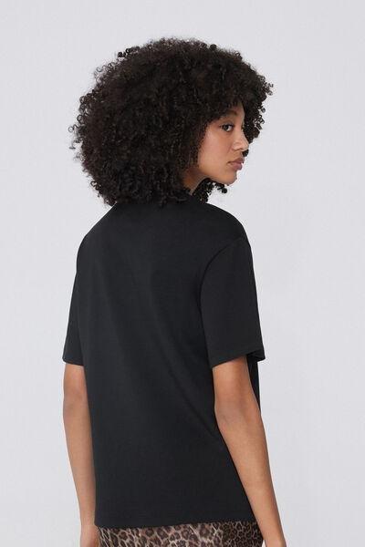 Black Round Neckline T-Shirt, , large image number 2