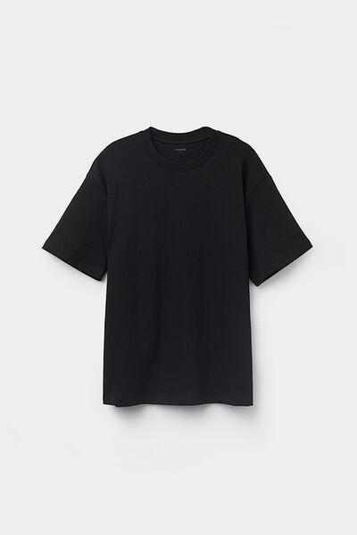 Black Round Neckline T-Shirt, Black, large image number 4