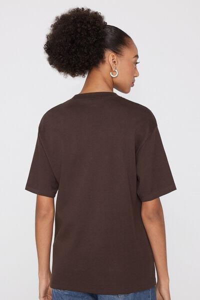 Maroon Oversize Medium Weight 100% Cotton T-Shirt, 5701_325Z, large image number 2