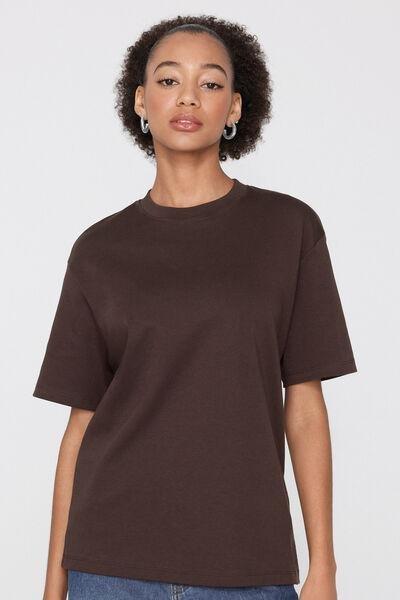 Maroon Oversize Medium Weight 100% Cotton T-Shirt, 5701_325Z, large image number 4