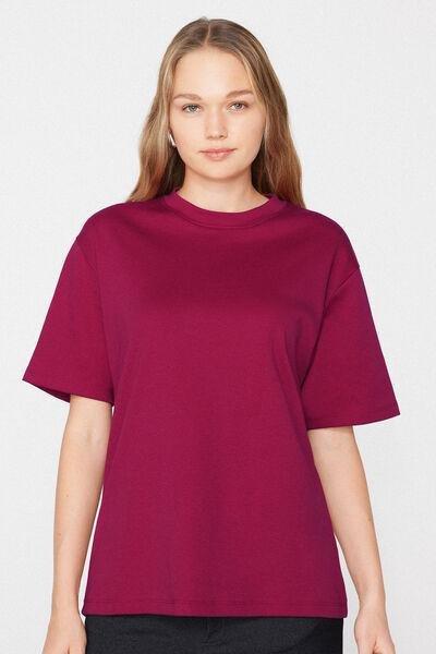 Red Oversize Medium Weight 100% Cotton T-Shirt, 5701_343Z, medium