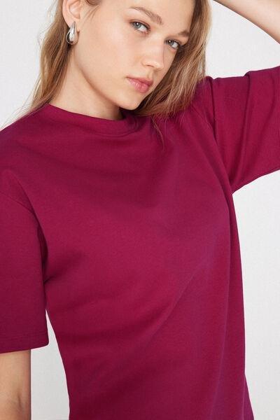 Red Oversize Medium Weight 100% Cotton T-Shirt, 5701_343Z, large image number 3