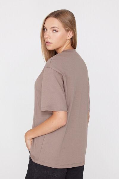 Brown Oversize Medium Weight 100% Cotton T-Shirt, 5701_530Z, large image number 2