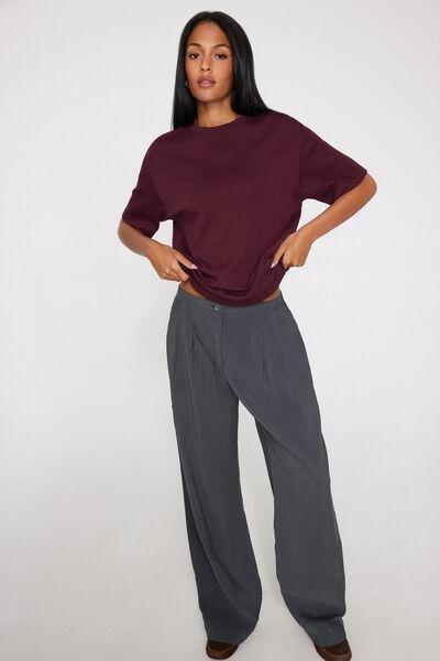 Brown Oversize Medium Weight 100% Cotton T-Shirt, 5701_581Z, large image number 0