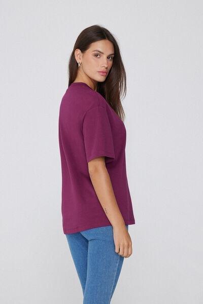 Burgundy Medium Weight Cotton T-Shirt, , large image number 1
