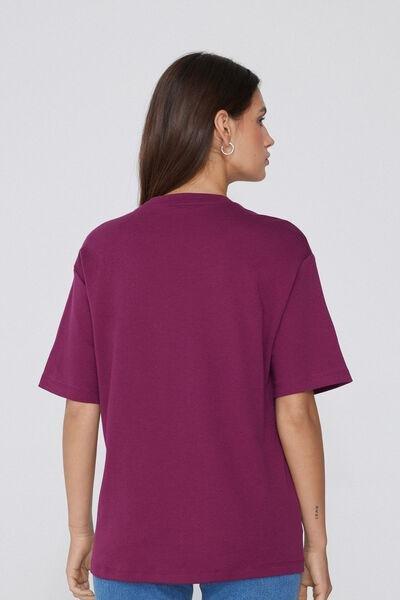 Burgundy Medium Weight Cotton T-Shirt, , large image number 2