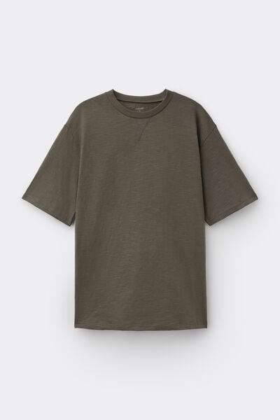 Green Round Neck Slub 100% Cotton T-Shirt, 5701_226Z, large image number 4