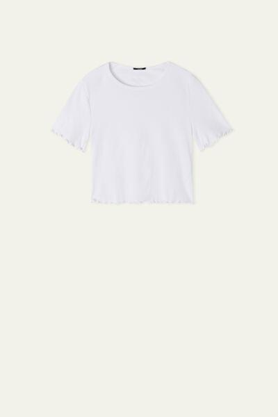 White Light Ribbed Cotton Crop Top, , large image number 1