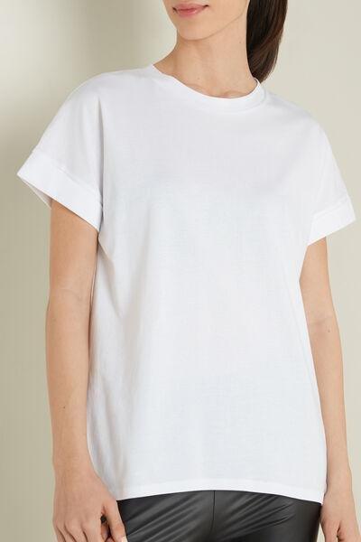 White Turn-Up Sleeves T-Shirt, , large image number 0