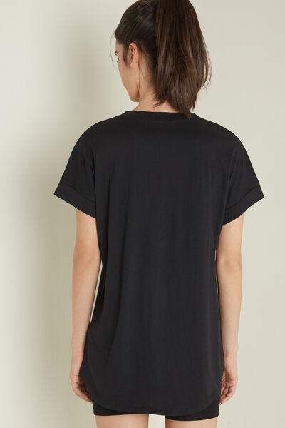 Black Turn-Up Sleeves T-Shirt, , large image number 2