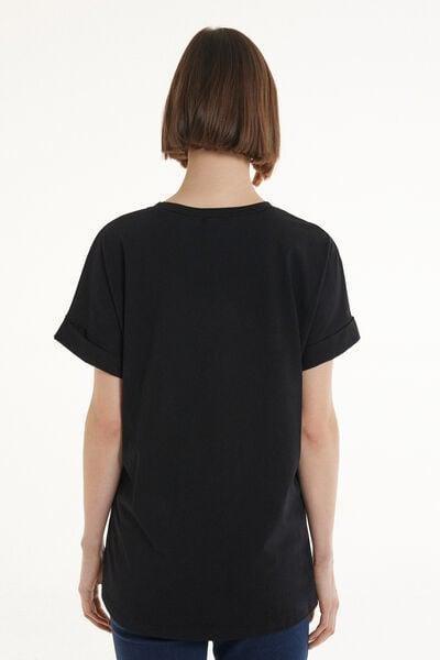 Black Turn-Up Sleeves T-Shirt, Black, large image number 2