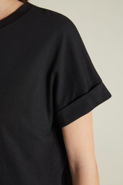 Black Turn-Up Sleeves T-Shirt, , large image number 3