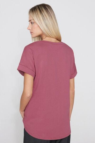 Pink Kimono Turn-Up Cotton T-Shirt, 5701_179Z, large image number 2