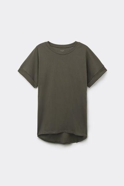 Green Kimono Turn-Up Cotton T-Shirt, 5701_226Z, large image number 2