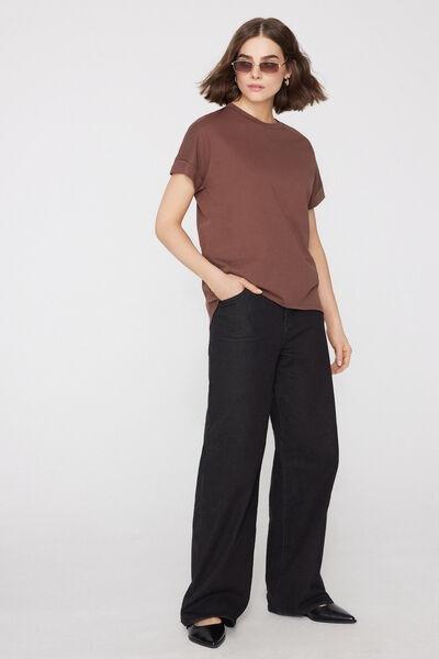 Caramel Kimono Turn-Up Cotton T-Shirt, 5701_304Y, medium